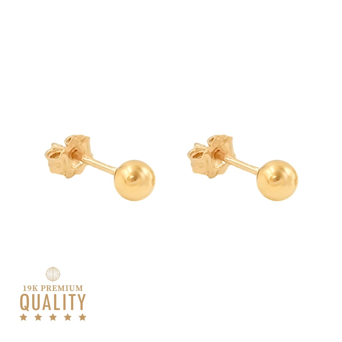 Brincos Bola em Ouro 19kl (3mm) - Loja do Ouro