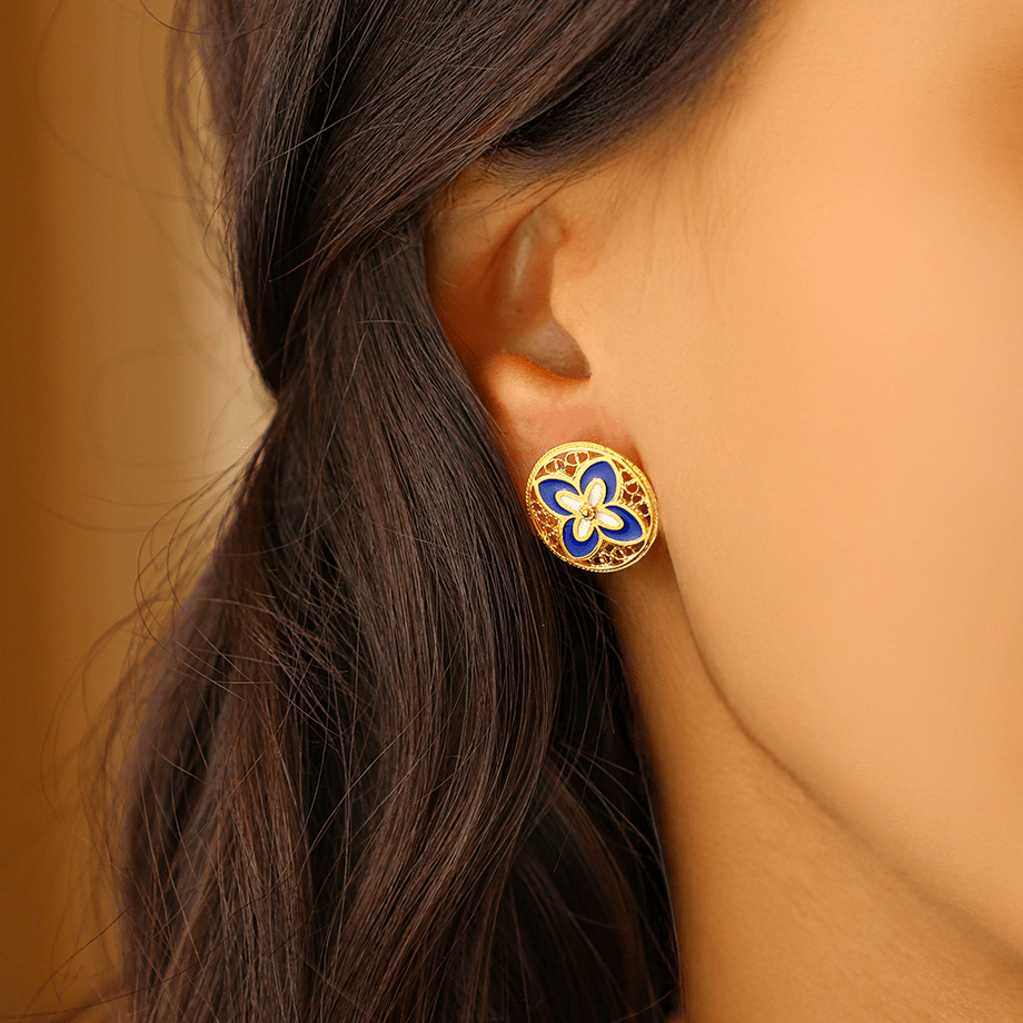 Brincos Brilho da Mouraria em Prata Dourada - Loja do Ouro