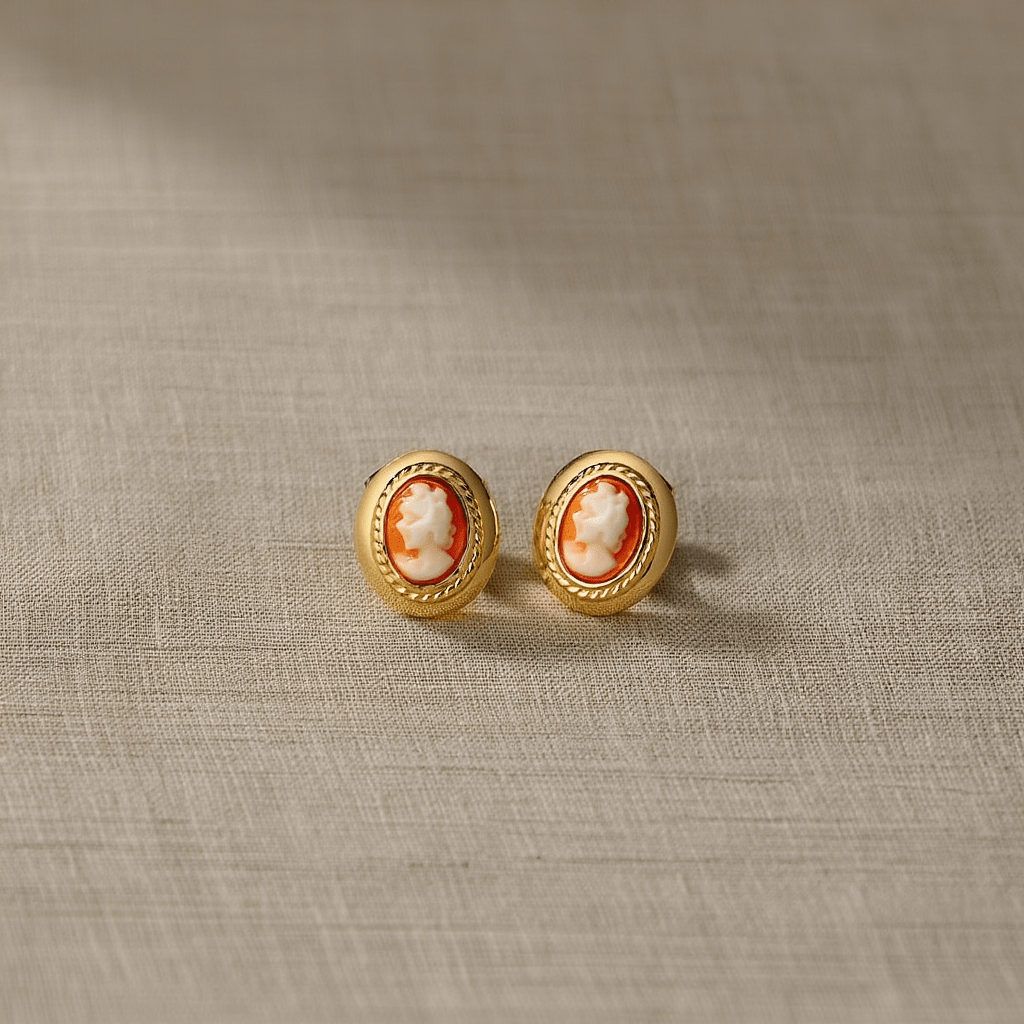 Brincos Camafeu em Ouro 19kl (1cm) - Loja do Ouro