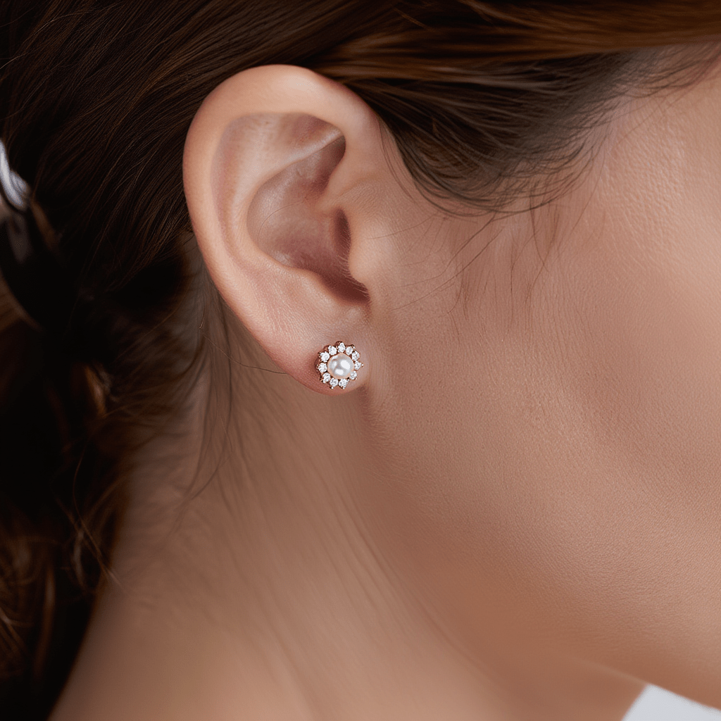 Brincos Chuveiro em Ouro 19kl com Pérola e Zirconias (1cm) - Loja do Ouro