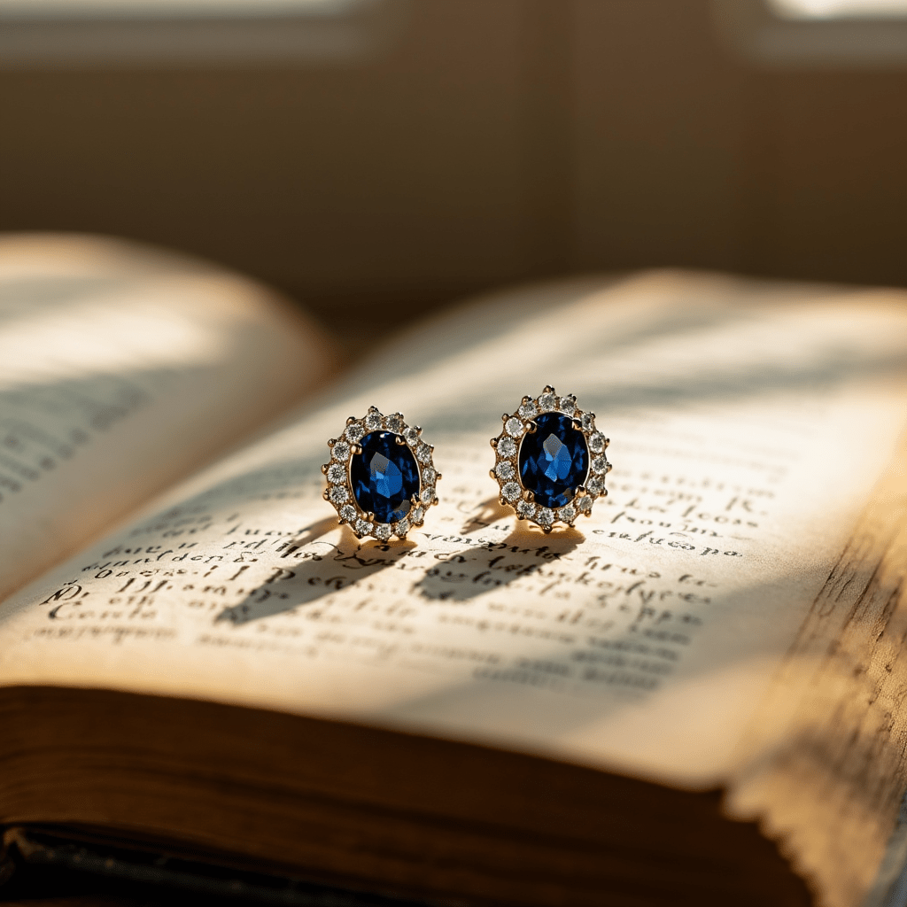 Brincos Chuveiro em Ouro 19kl com Safira e Zirconias - Loja do Ouro