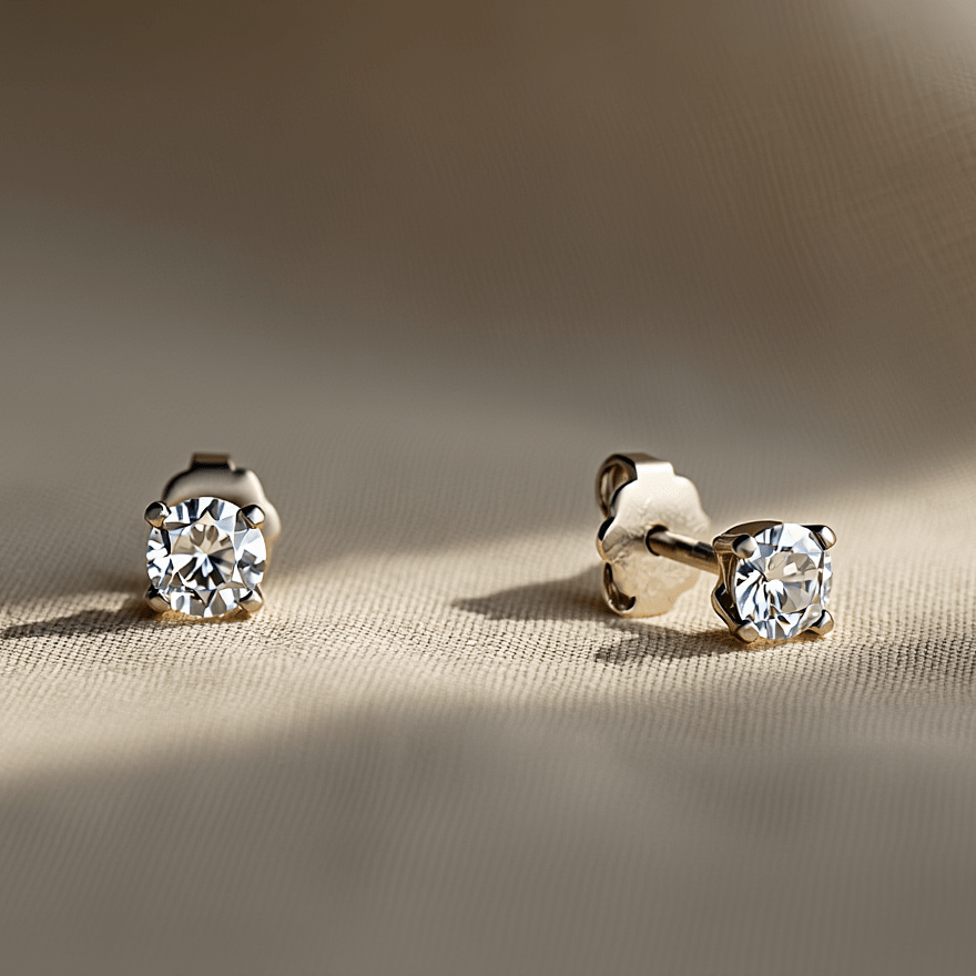 Brincos com Zircónia em Ouro Branco 19kl (5mm) - Loja do Ouro