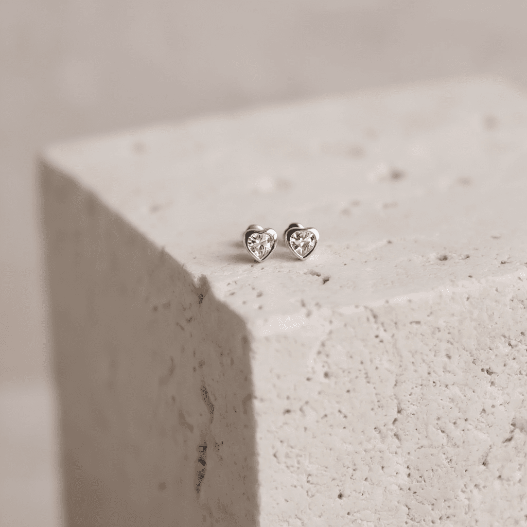 Brincos Coração em Prata com Zircónia - Loja do Ouro
