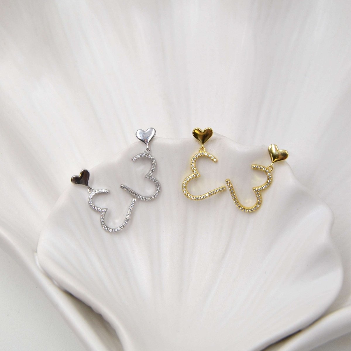 Brincos Coração em Prata com Zircónias - Loja do Ouro