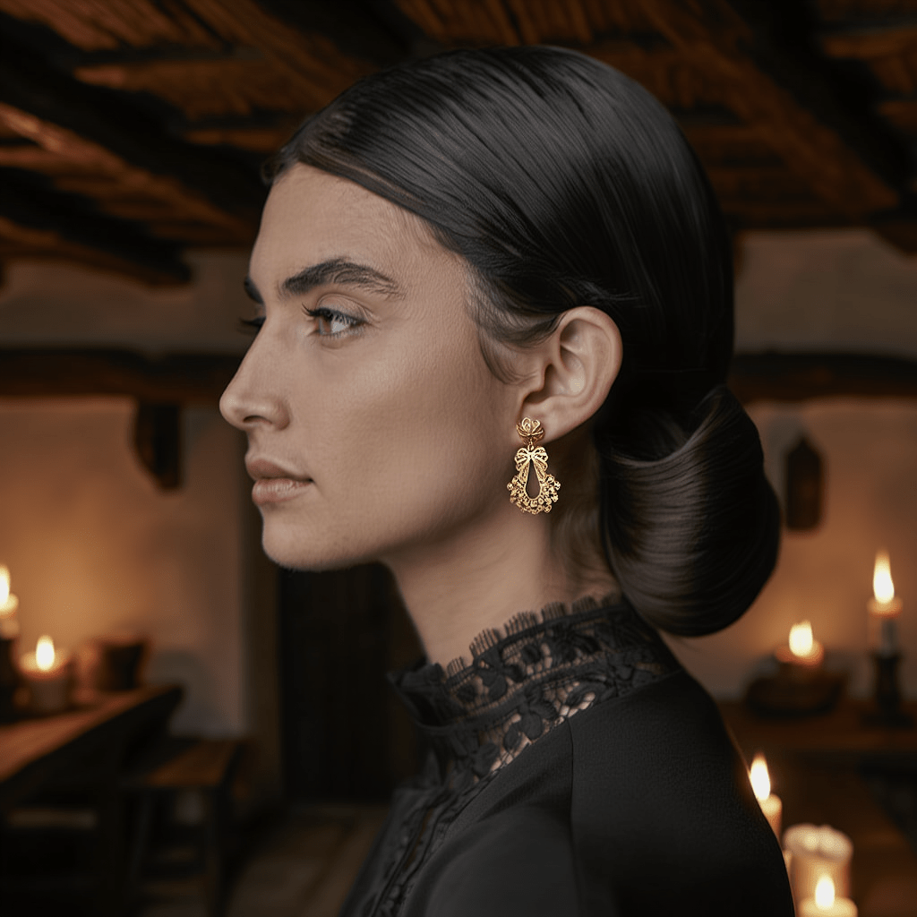 Brincos Desfolhada em Prata Dourada (3.5cm) - Loja do Ouro