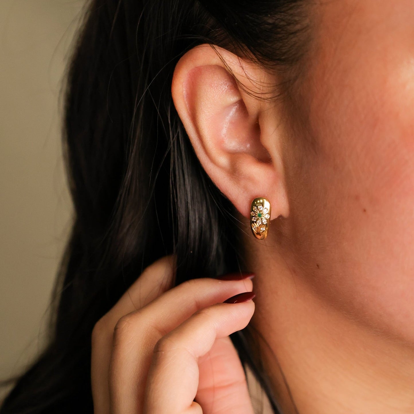 Brincos em Ouro 19kl com Flor em Zircónias - Loja do Ouro