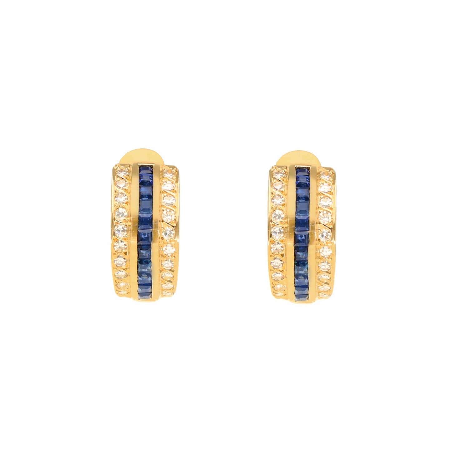 Brincos em Ouro 19kl com Safiras e Diamantes - Loja do Ouro