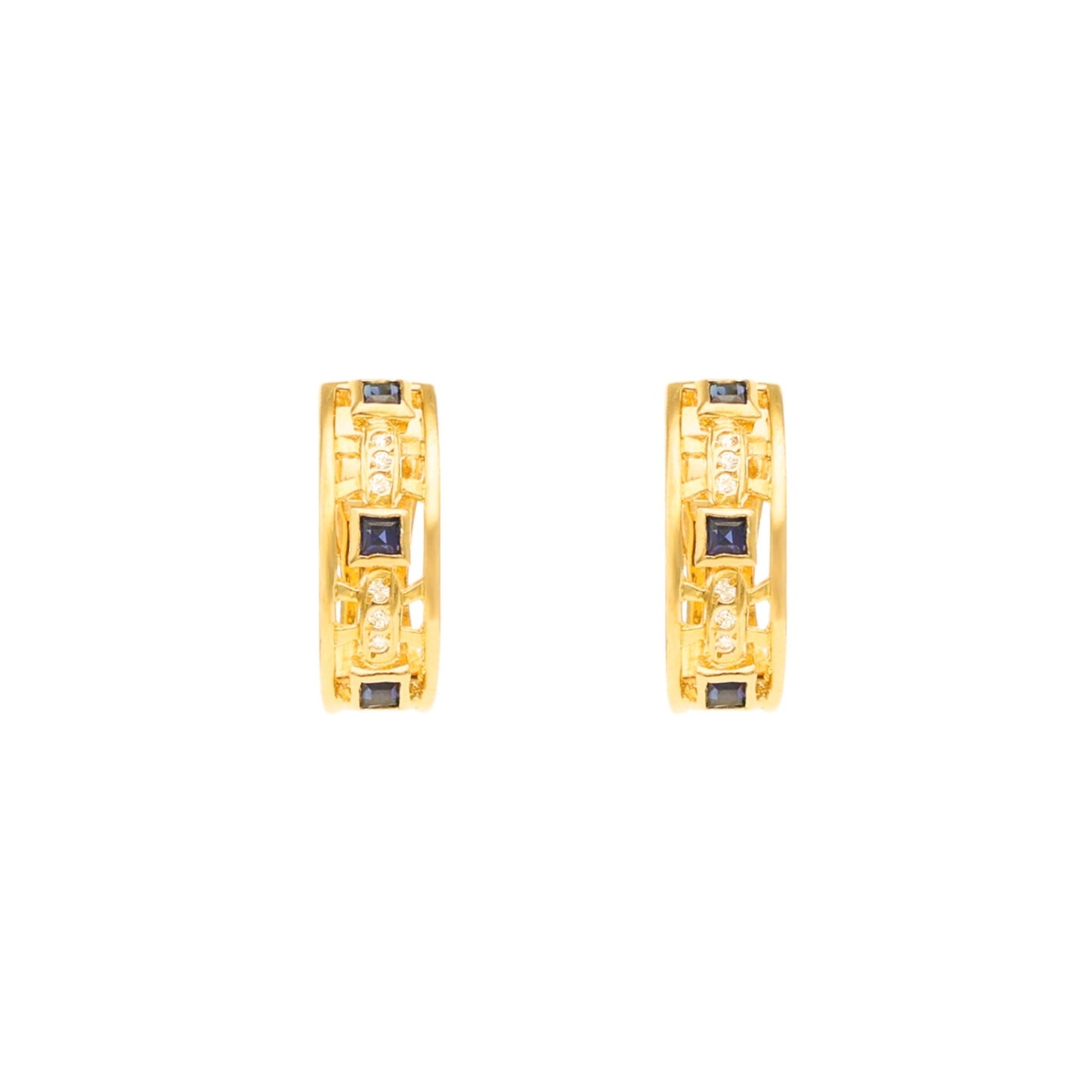 Brincos em Ouro 19kl com Topazios e Zirconias (1.8cm) - Loja do Ouro
