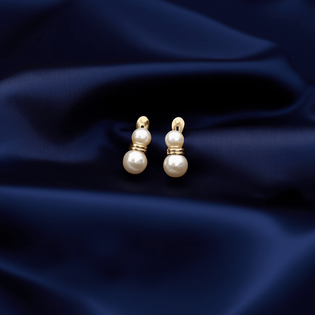 Brincos em Ouro de 19kl com Duas Pérolas - Loja do Ouro