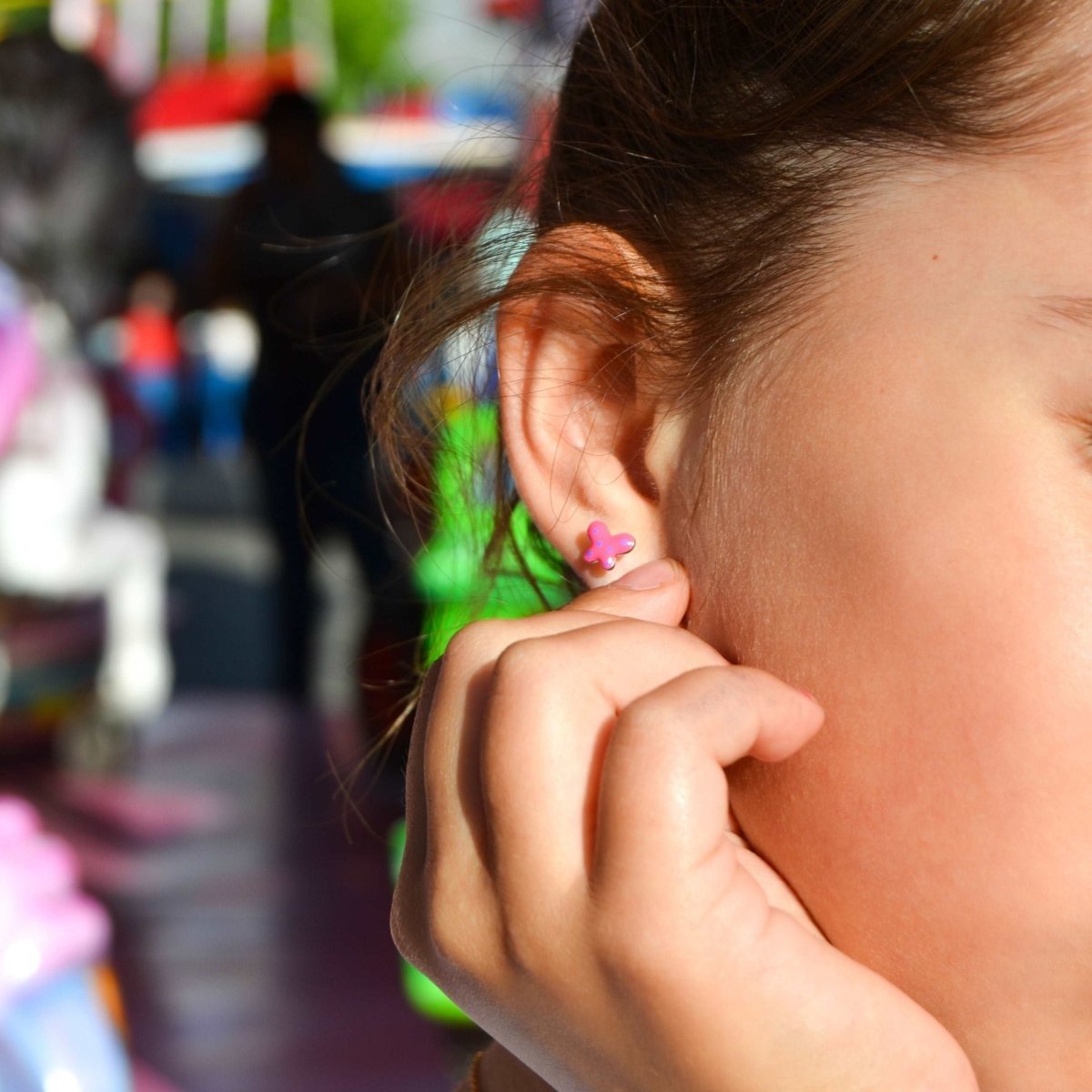 Brincos em Prata com Borboletas em Esmalte Rosa - Loja do Ouro