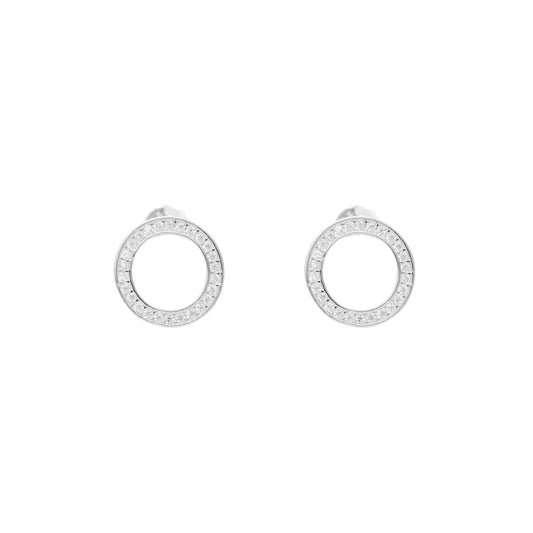 Brincos em Prata com Circulo cravejado de Zircónias - Loja do Ouro