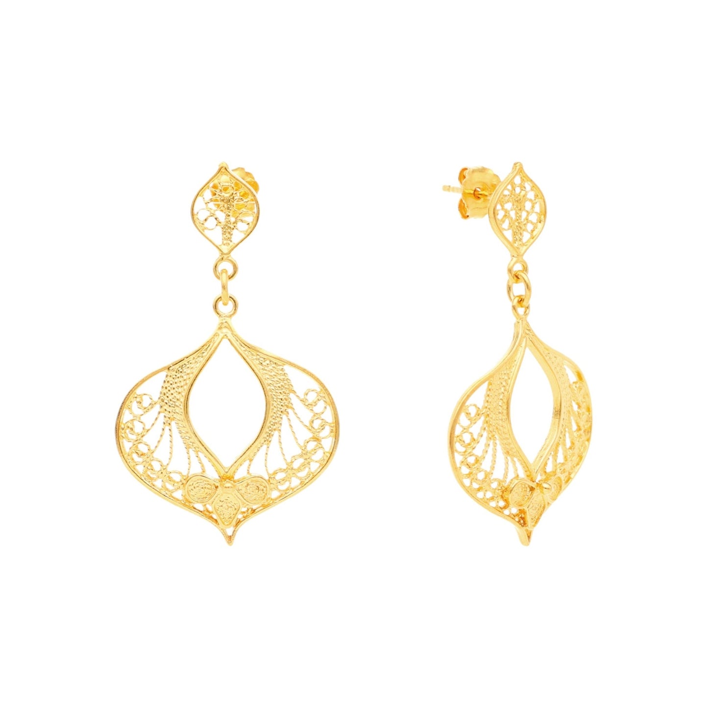 Brincos Guitarra Portuguesa em Prata Dourada - Loja do Ouro