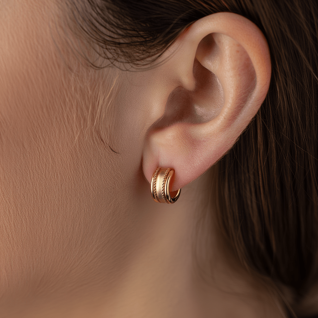 Brincos Meia Argola Clássica em Ouro 19kl (1.4cm) - Loja do Ouro