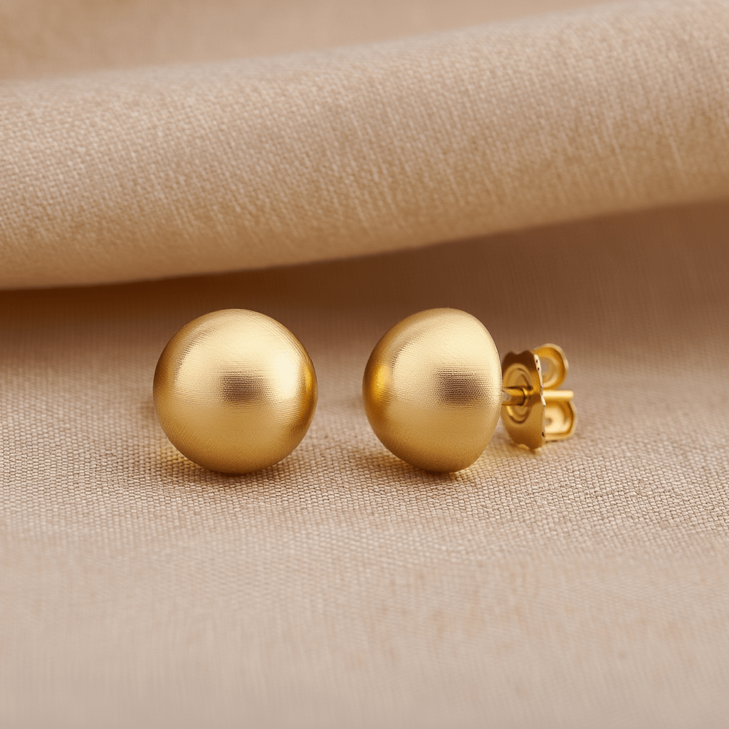 Brincos Meia Bola em Ouro 19kl (1.1cm) - Loja do Ouro