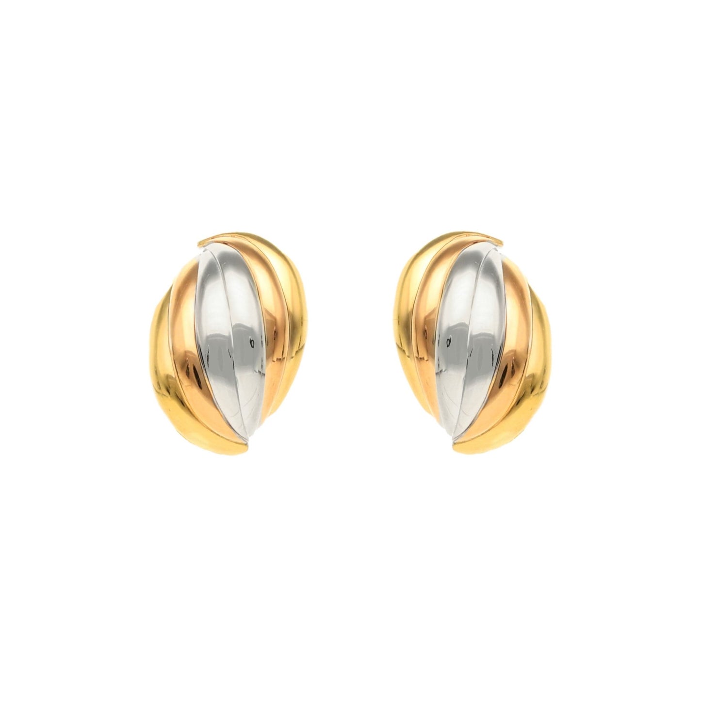 Brincos Meia Concha Tricolor em Ouro 19kl (2.2cm) - Loja do Ouro