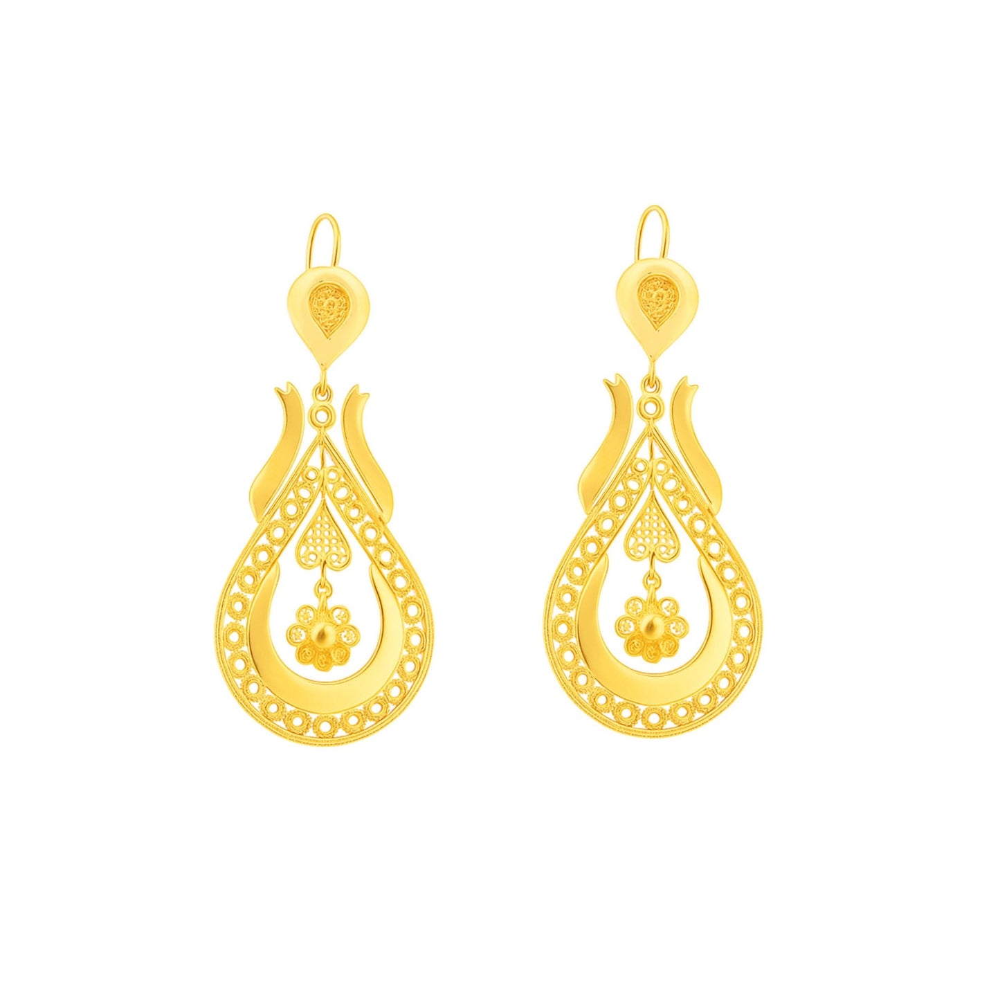 Brincos Melodia em Prata Dourada (6.2cm) - Loja do Ouro