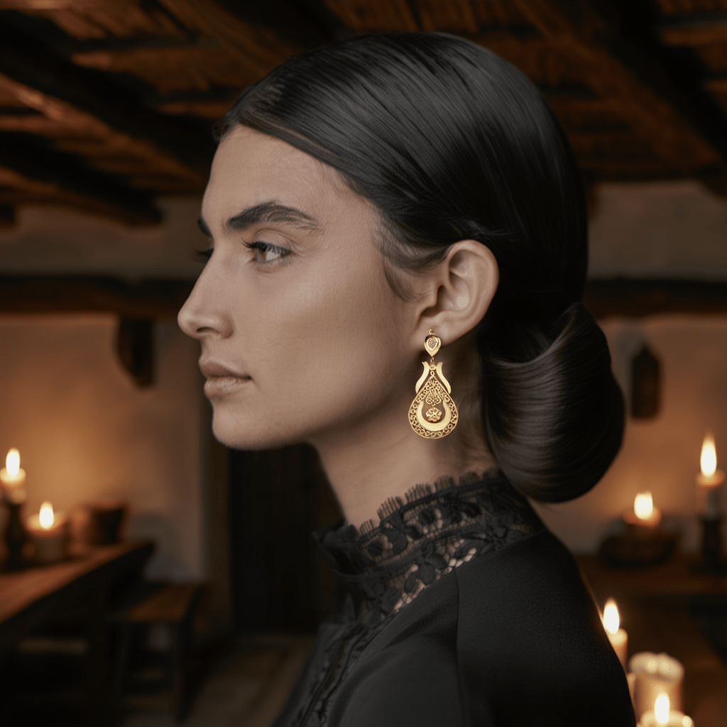 Brincos Melodia em Prata Dourada (6.2cm) - Loja do Ouro