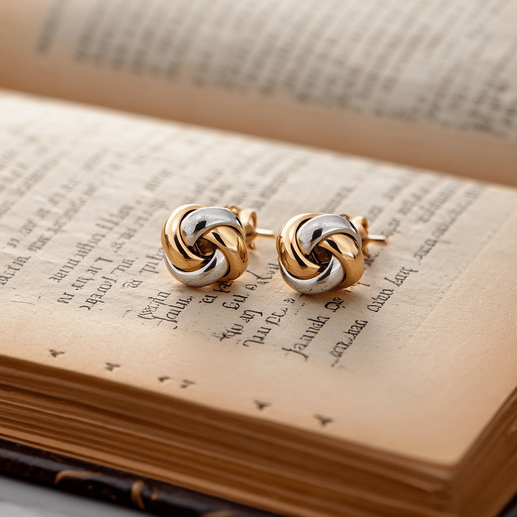 Brincos Nó Bicolor em Ouro 19kl (1.2cm) - Loja do Ouro