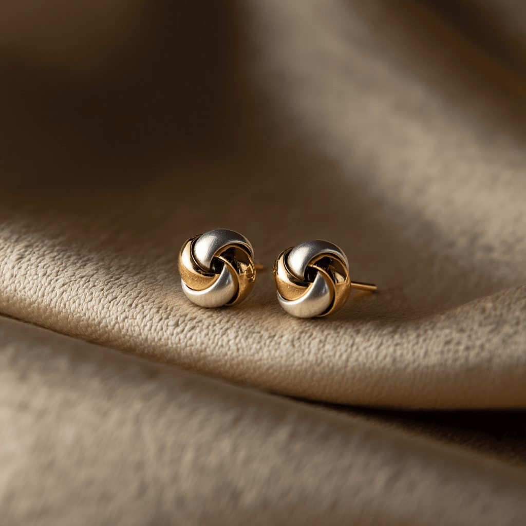 Brincos Novelo Bicolor em Ouro 19kl (0.8cm) - Loja do Ouro