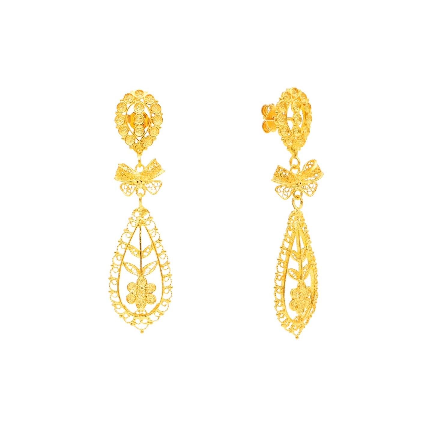 Brincos Portuguesa em Prata Dourada (5.8cm) - Loja do Ouro