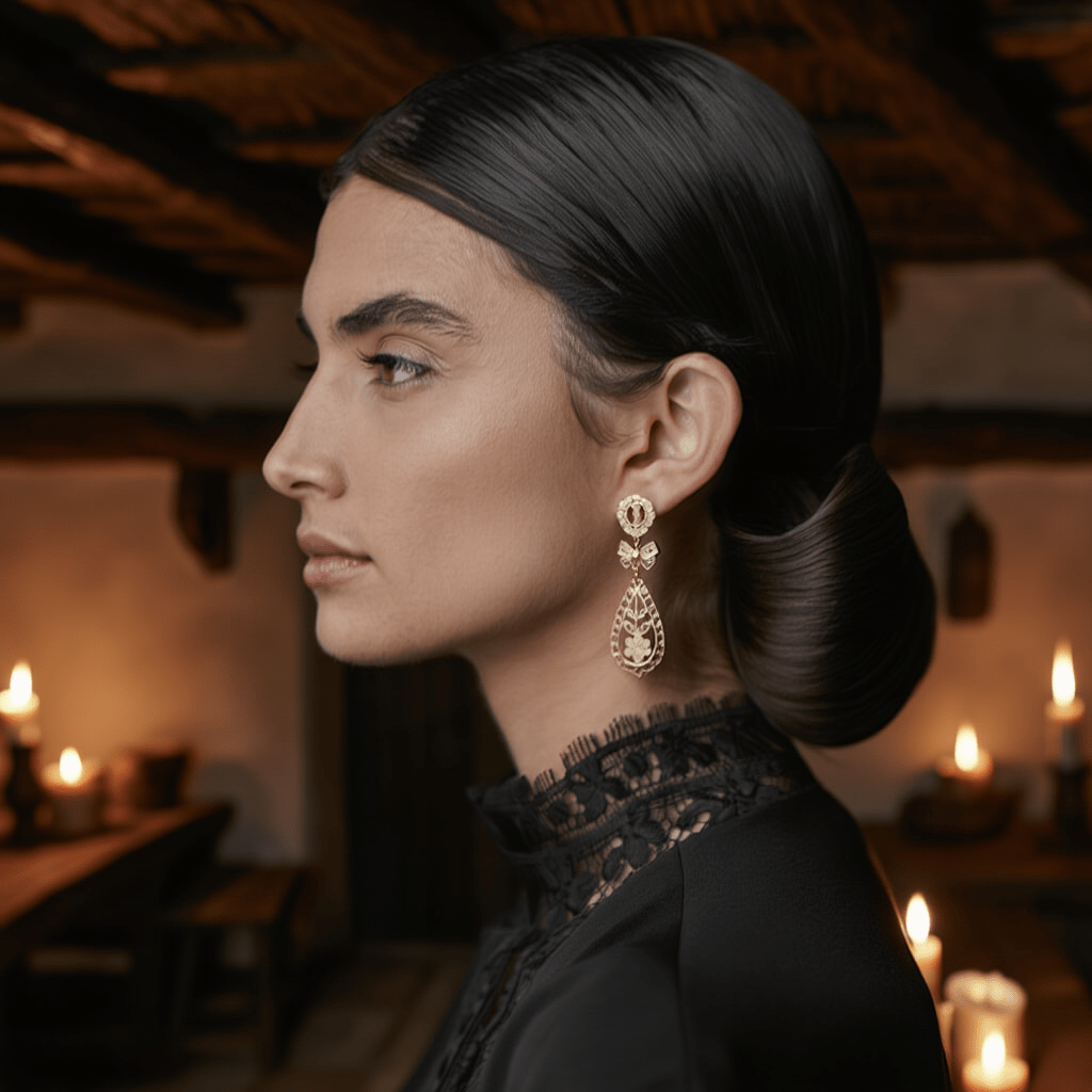 Brincos Portuguesa em Prata Dourada (5.8cm) - Loja do Ouro