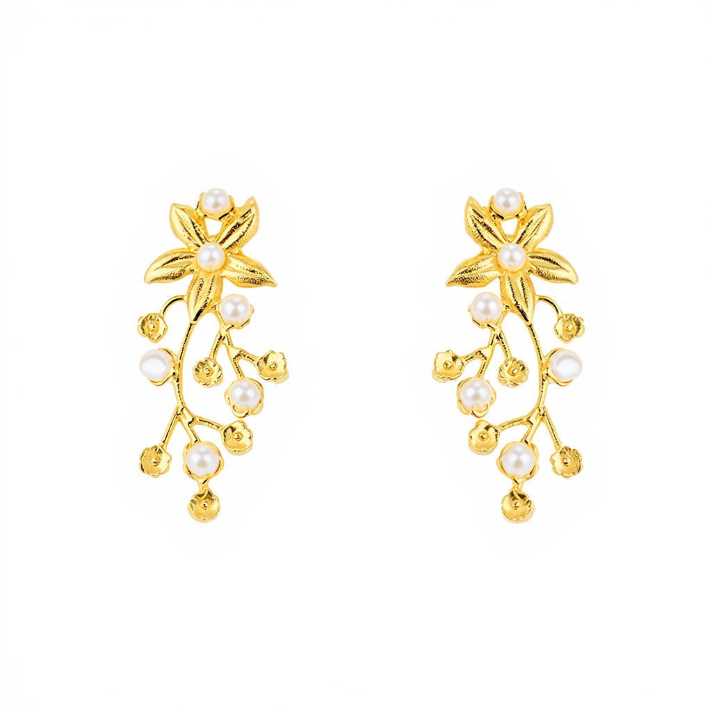 Brincos Primavera em Prata Dourada (5cm) - Loja do Ouro