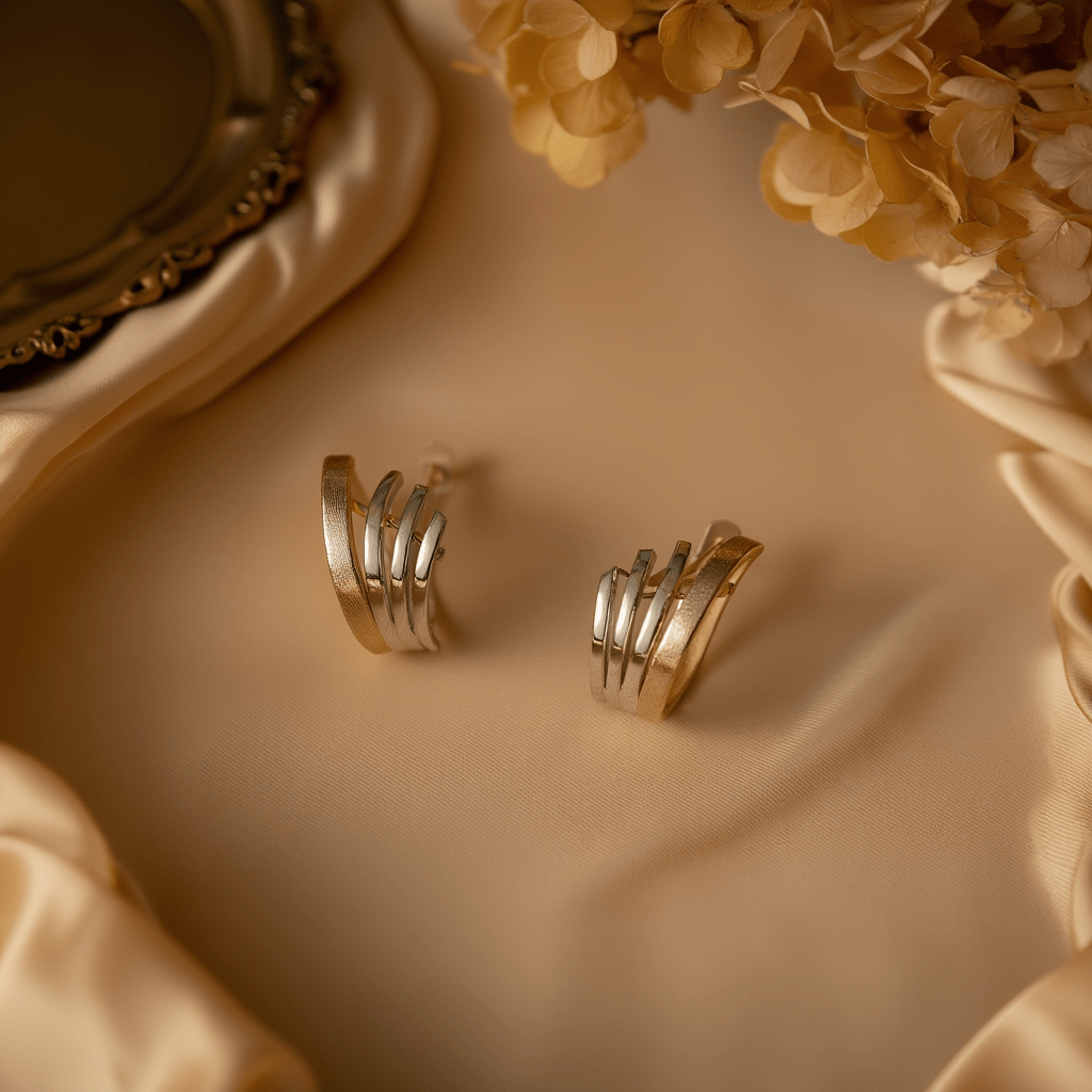 Brincos Quatro Fiadas em Ouro Amarelo e Ouro Branco 19kl - Loja do Ouro