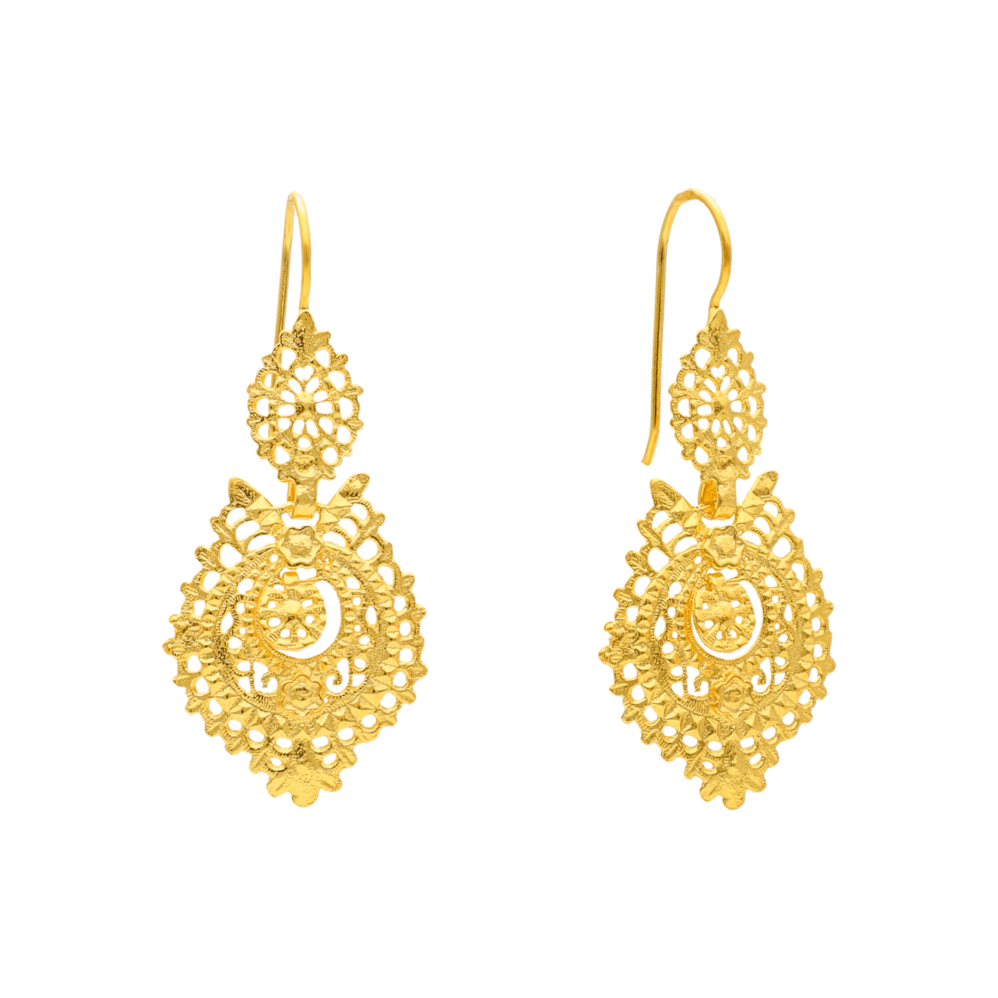 Brincos Rainha em Prata Dourada (3.7cm) - Loja do Ouro