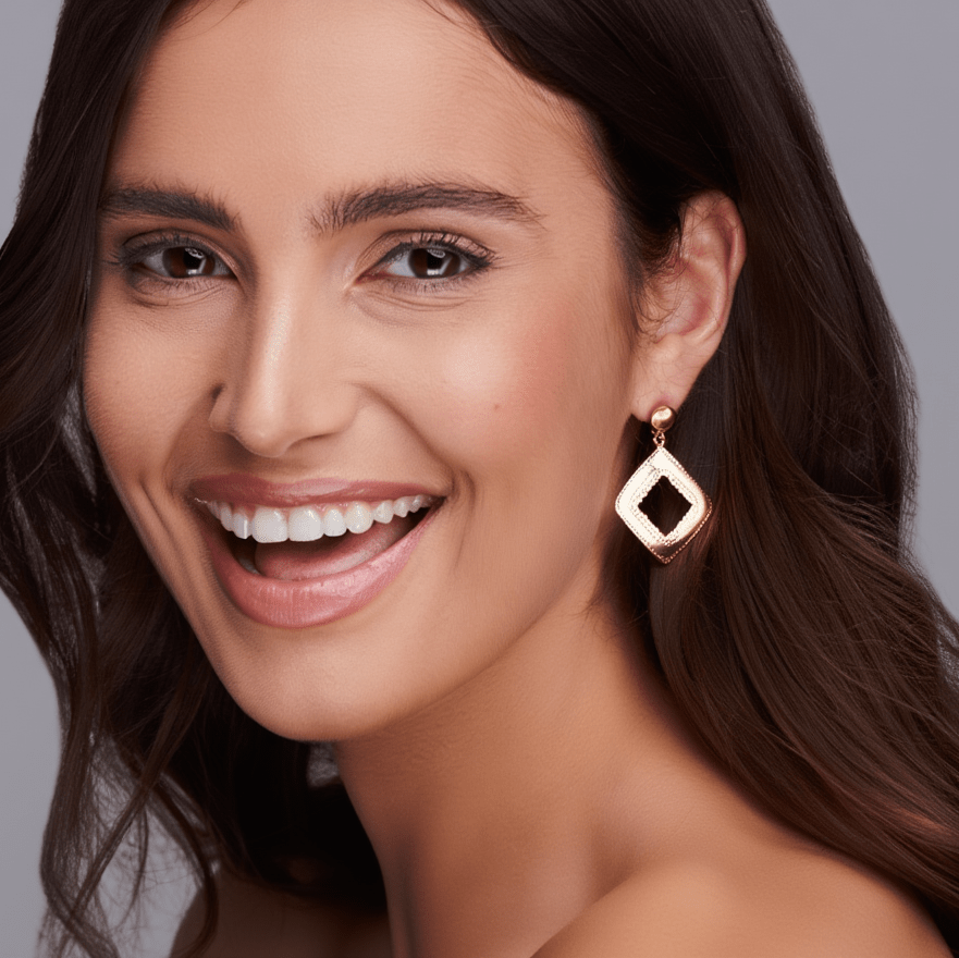 Brincos Reflexo I em Prata Dourada (4.5cm) - Loja do Ouro