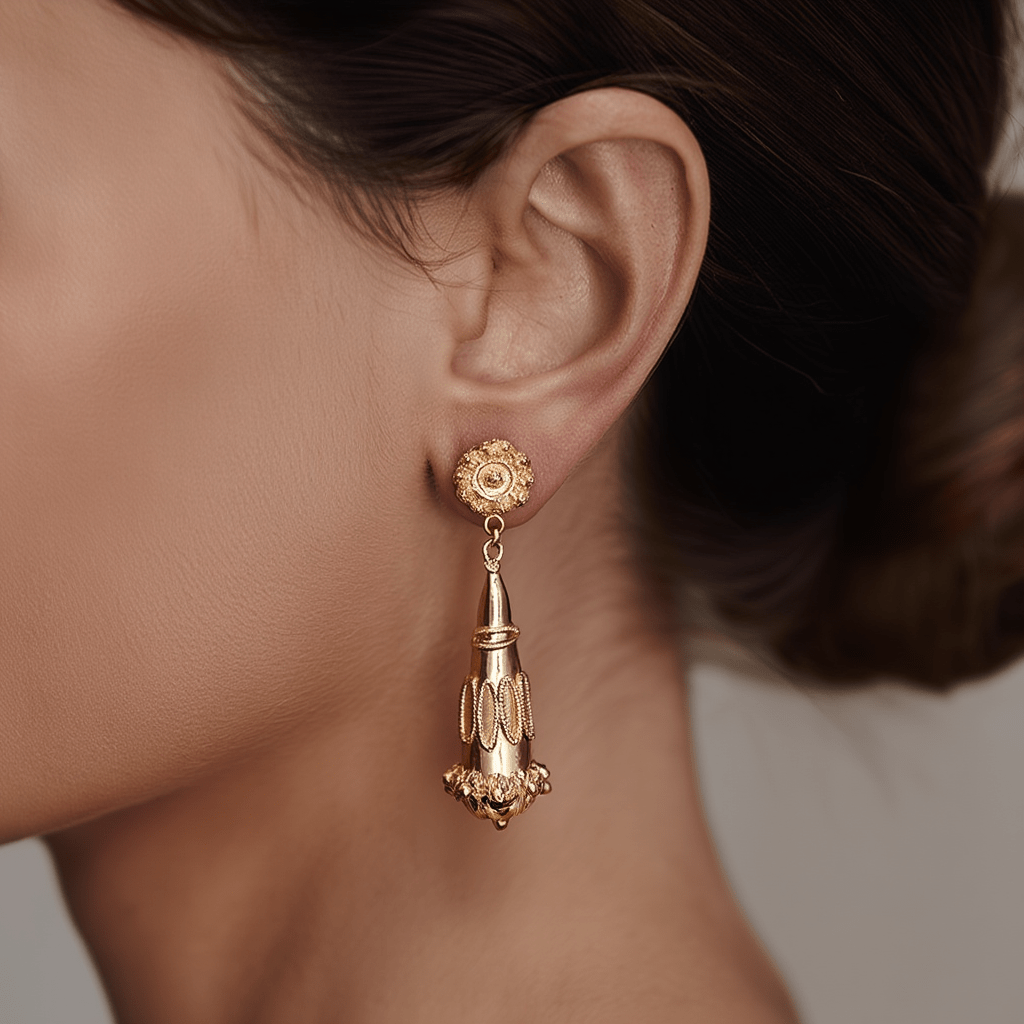 Brincos Renda de Luz em Prata Dourada (5cm) - Loja do Ouro