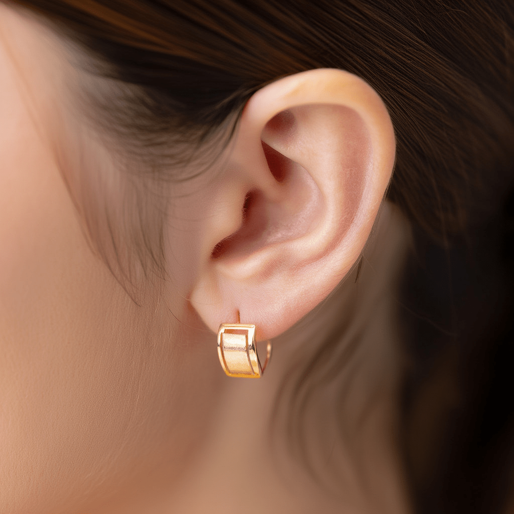 Brincos Retos Escovados em Ouro 19kl (1.1cm) - Loja do Ouro