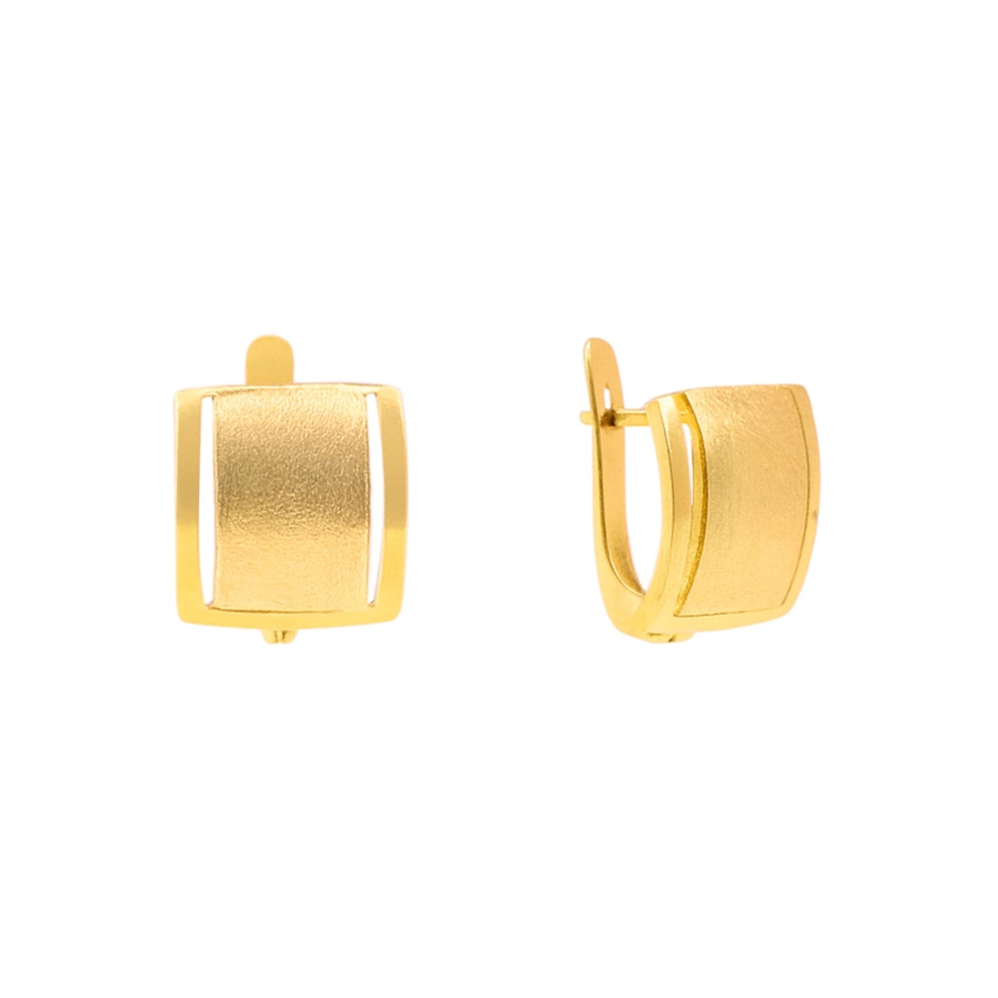 Brincos Retos Escovados em Ouro 19kl (1.1cm) - Loja do Ouro