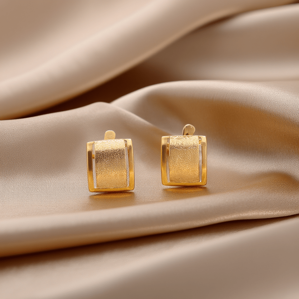Brincos Retos Escovados em Ouro 19kl (1.1cm) - Loja do Ouro