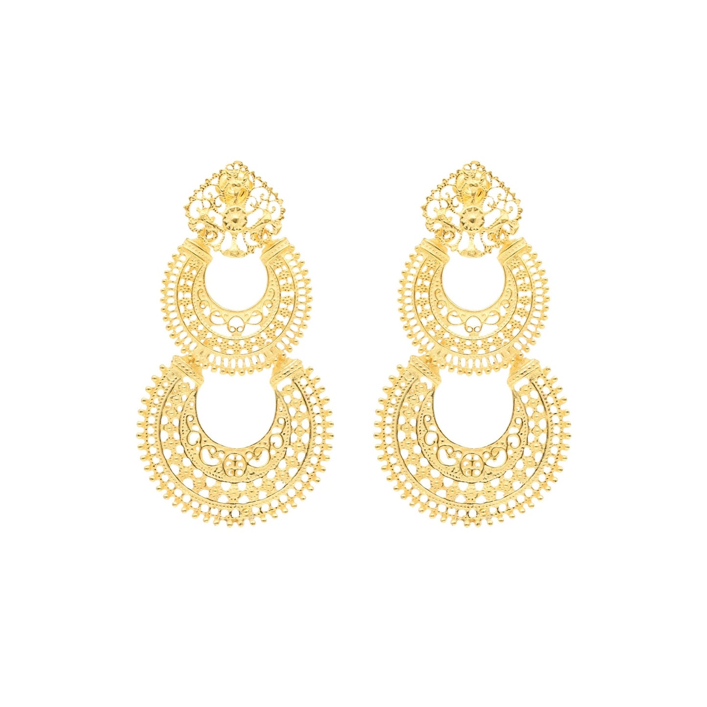 Brincos Solaris em Prata Dourada - Loja do Ouro