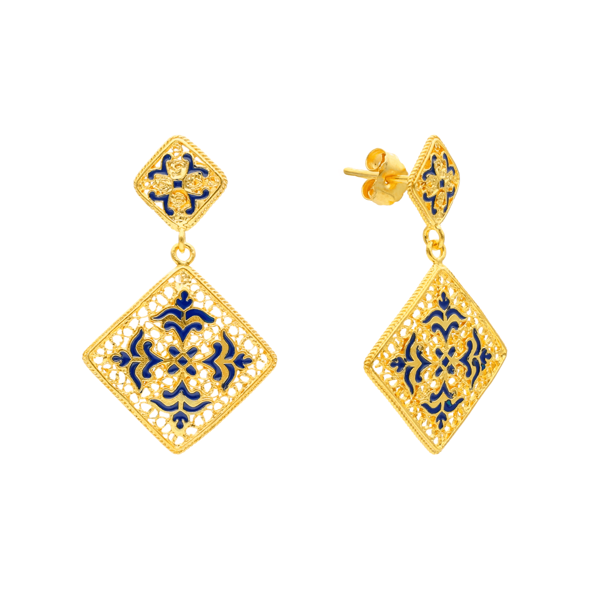 Brincos Sonhos de Alfama em Prata Dourada - Loja do Ouro