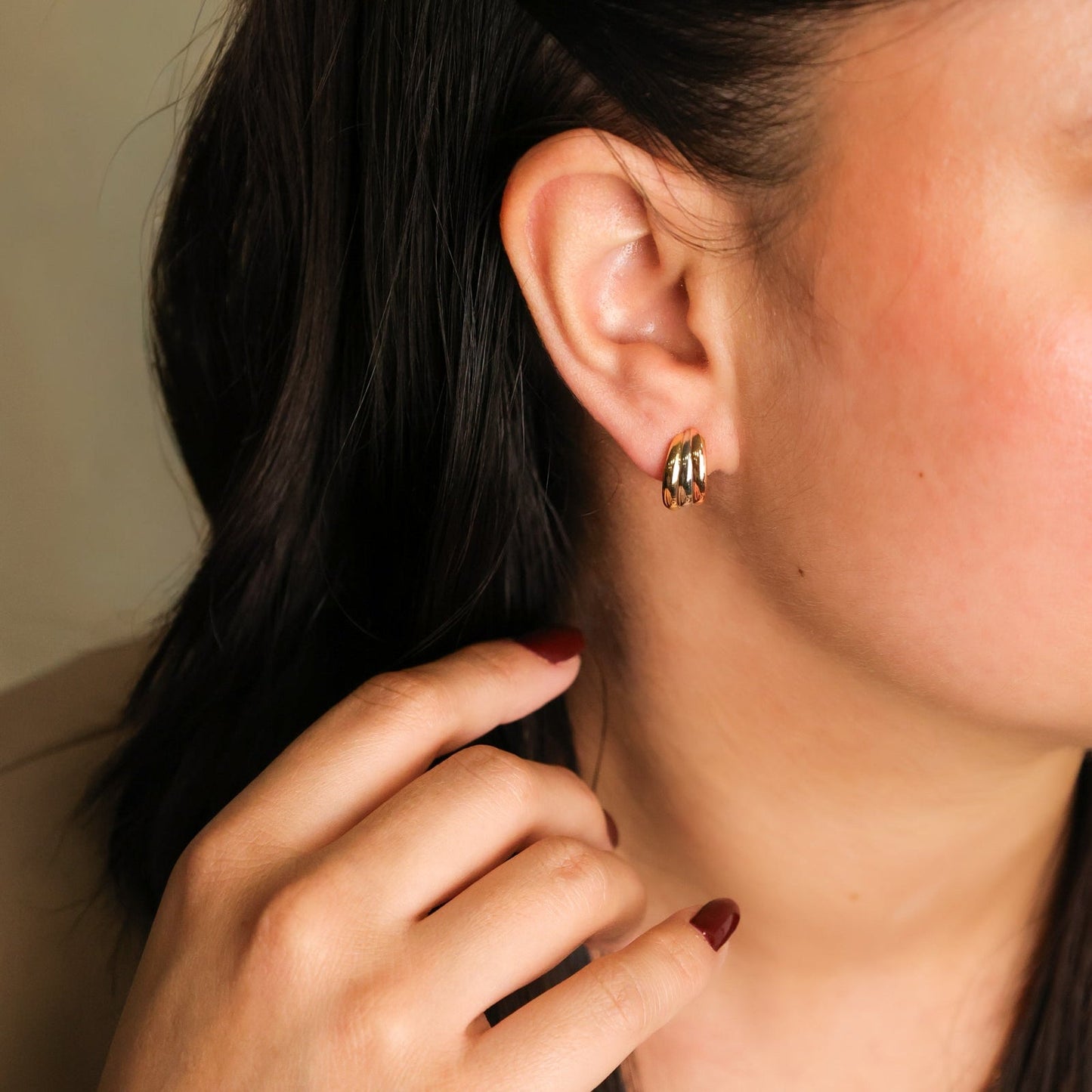 Brincos Tricolor em Ouro de 19kl - Loja do Ouro