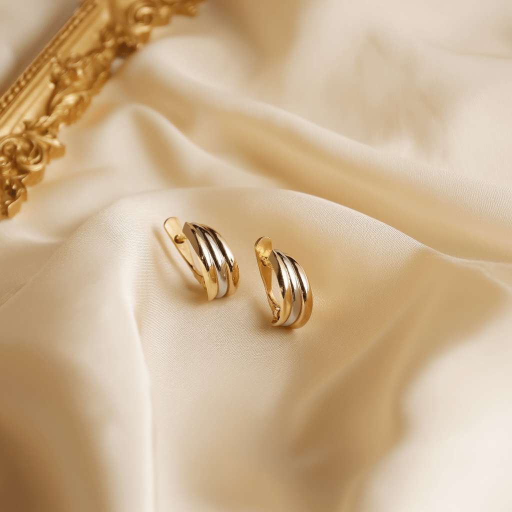 Brincos Tricolor em Ouro de 19kl - Loja do Ouro