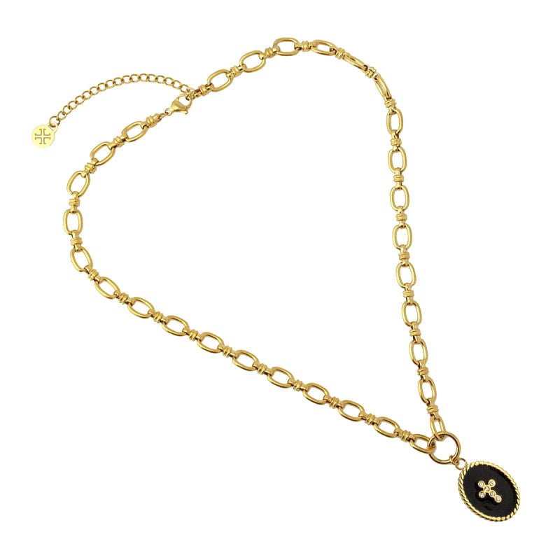 Colar Black Soul com Cruz cravejada de Zircónias - Loja do Ouro