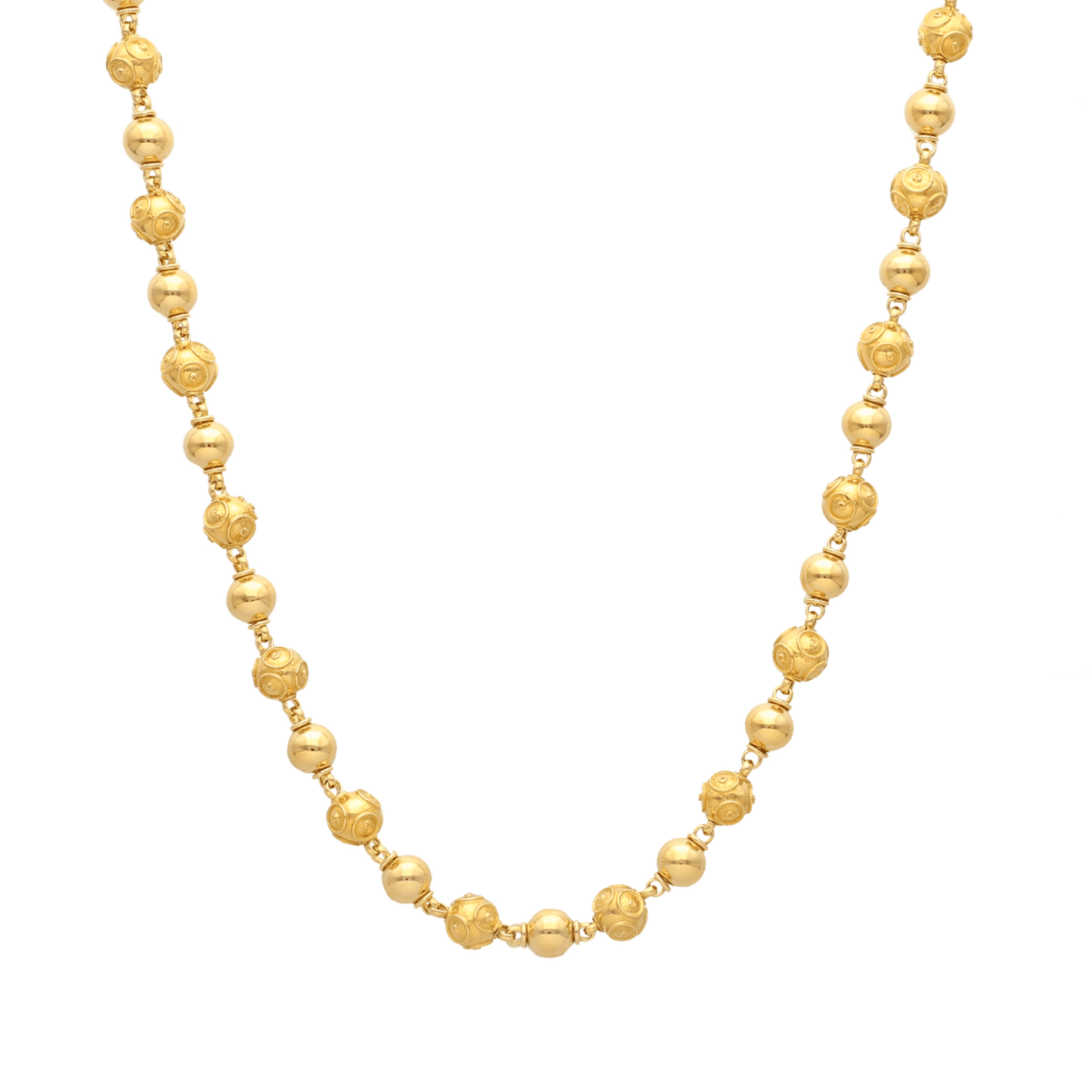 Colar Contas de Viana e Bolas Lisas em Ouro 19kl (41cm) - Loja do Ouro