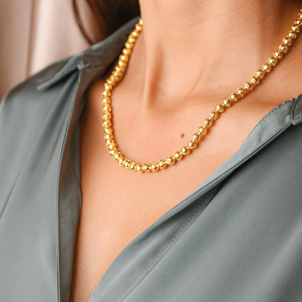 Colar Contas de Viana em Ouro 19kl (45cm) - Loja do Ouro