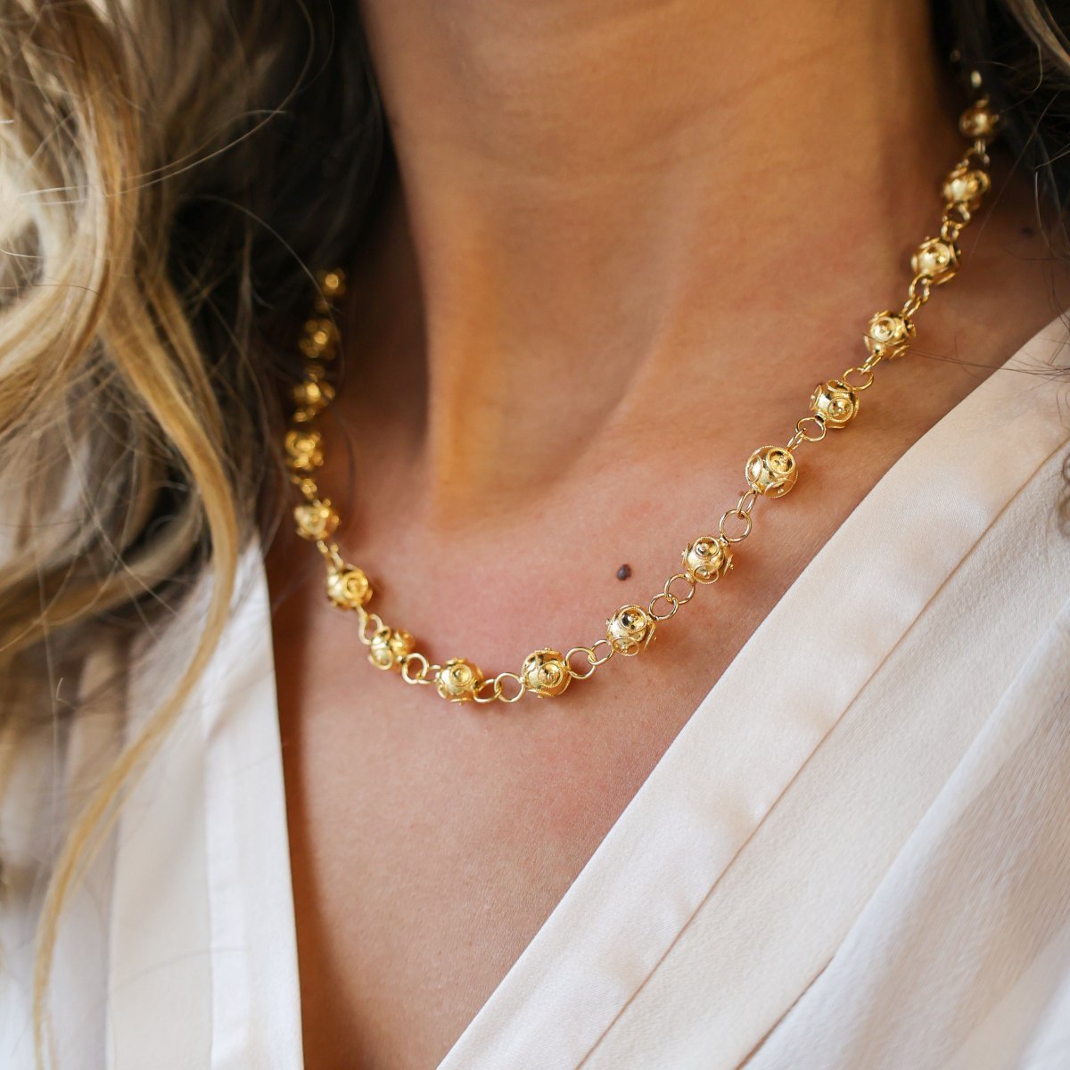 Colar Contas de Viana em Ouro (45cm) - Loja do Ouro