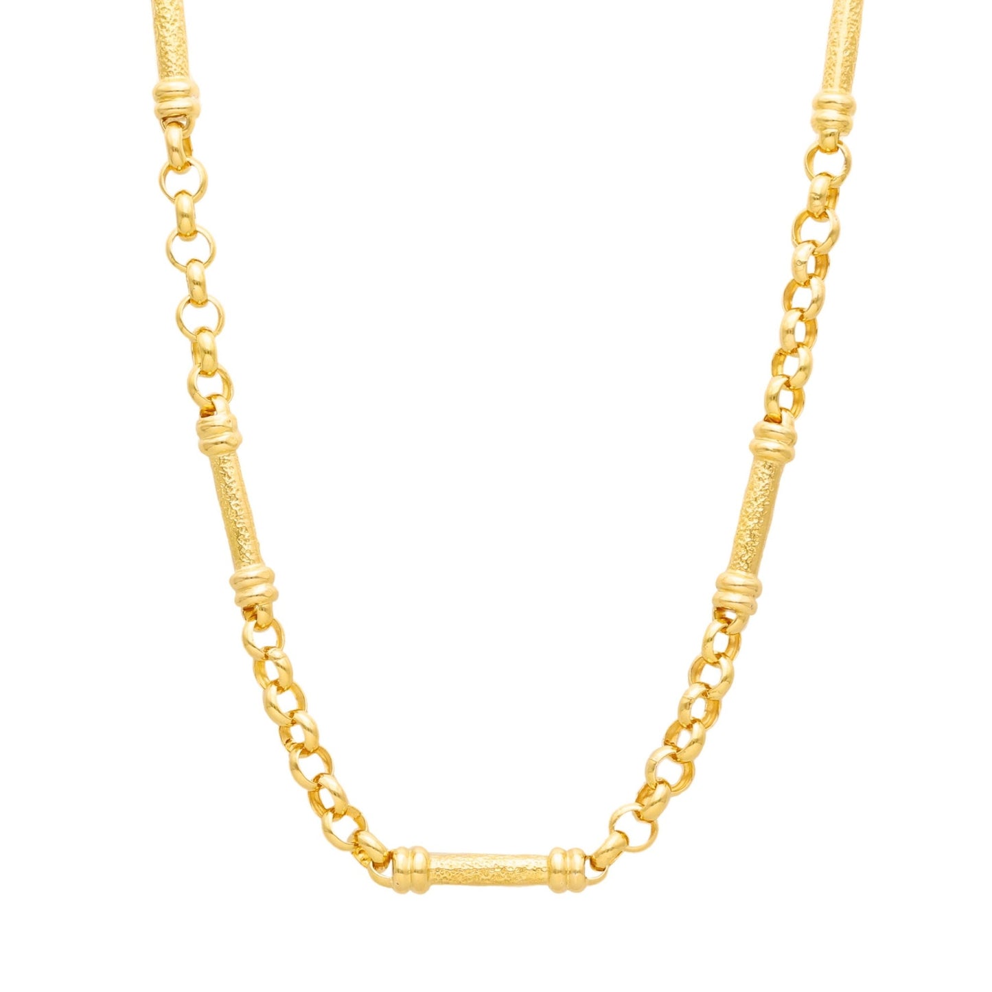 Colar em Ouro 19kl com Elos Portugueses e Traves (46cm) - Loja do Ouro