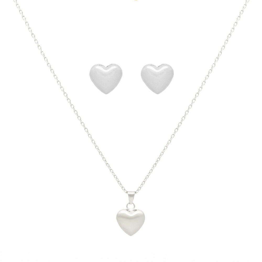 Conjunto Coração Cheio em Prata - Loja do Ouro