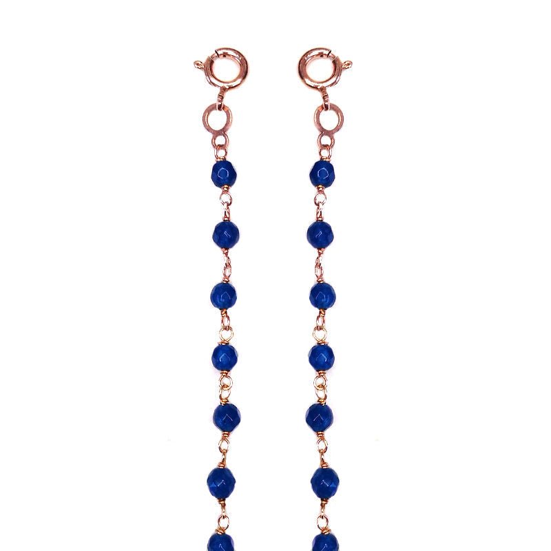 Corrente Glamour com Contas Azul Escuro - Loja do Ouro