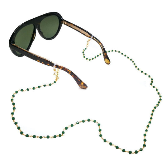 Corrente Glamour com Contas Verde Esmeralda - Loja do Ouro