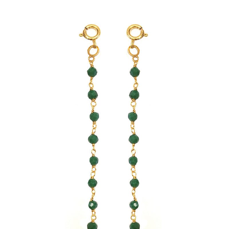 Corrente Glamour com Contas Verde Esmeralda - Loja do Ouro