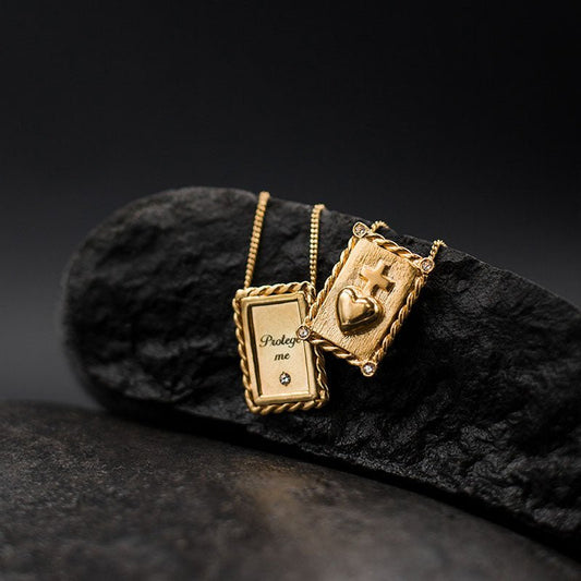 Escapulário "Protege - me" em Prata Dourada - Loja do Ouro