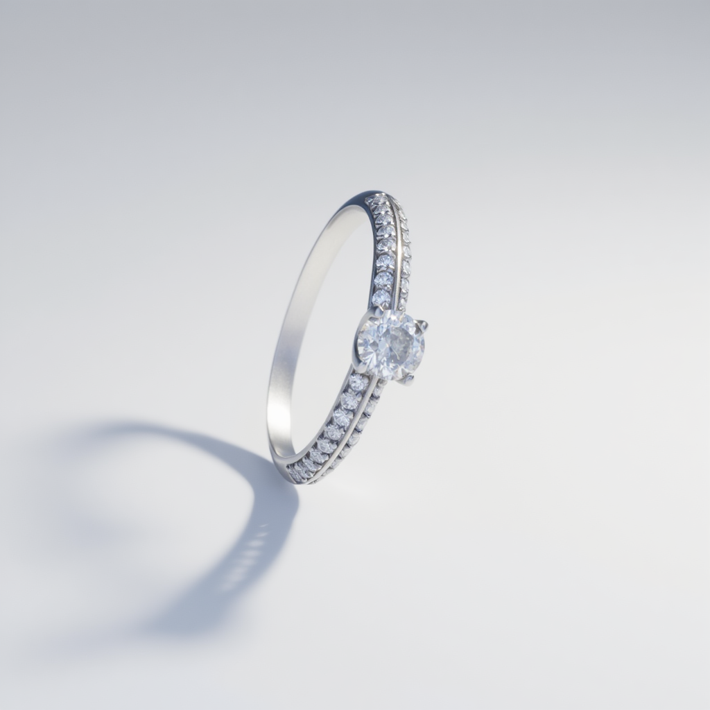 Anillo de oro blanco de 19 k con diamantes (T21)