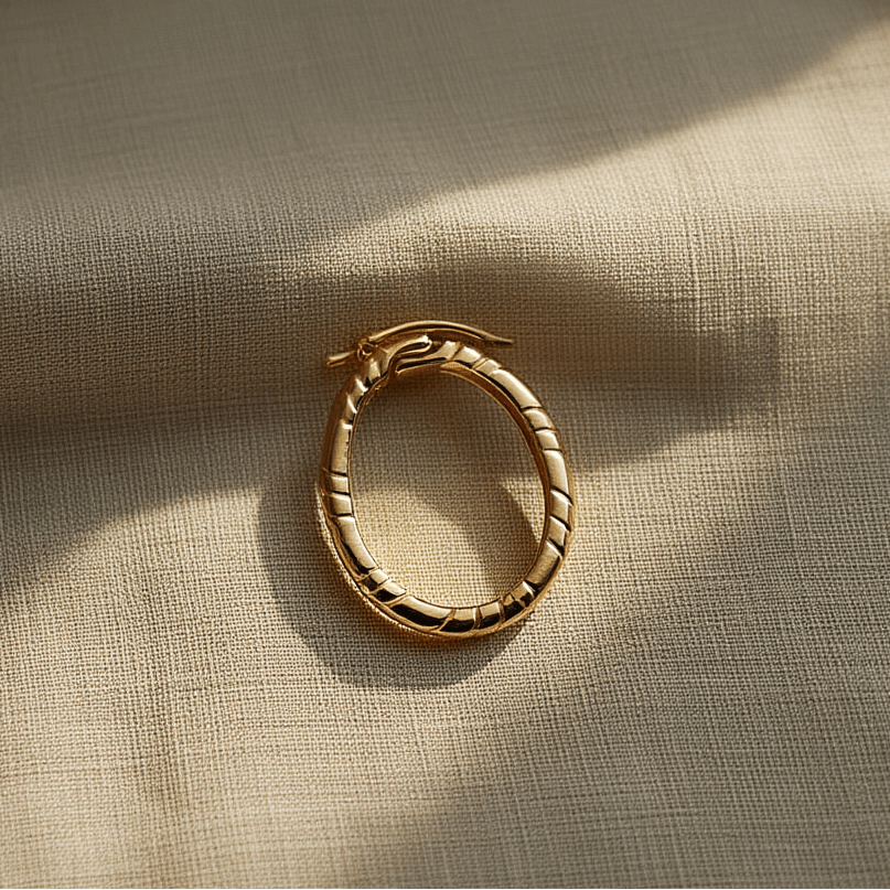 Fecho Oval em Ouro 19kl com Pormenores, para Cordão - Loja do Ouro