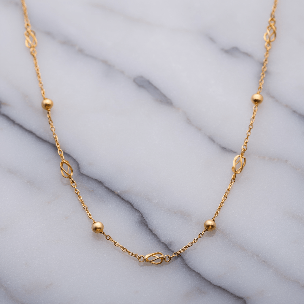 Fio com Esferas e Rocas em Ouro 19kl (41cm) - Loja do Ouro